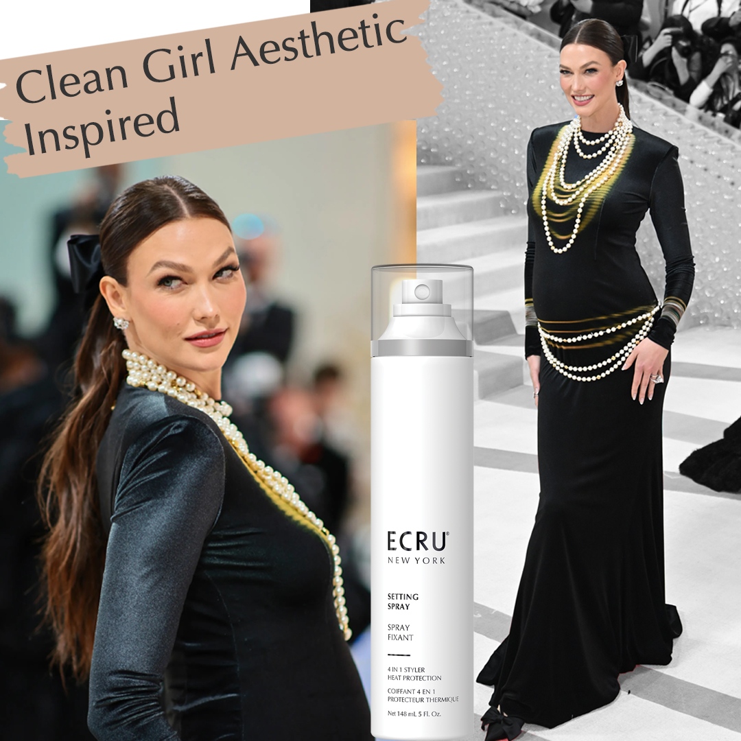 ECRUNewYork's tweet image. SO SLEEK! Clean Girl Aesthetic inspired looks from the Met Gala red carpet that you can get now with Setting Spray. 🌟Long lasting hold &amp;amp; glass-like shine. ⁠
#sleekhair #trendyhair #centerpart #cleangirlaesthetic #hairstyles #getthelook #ecrunewyork
