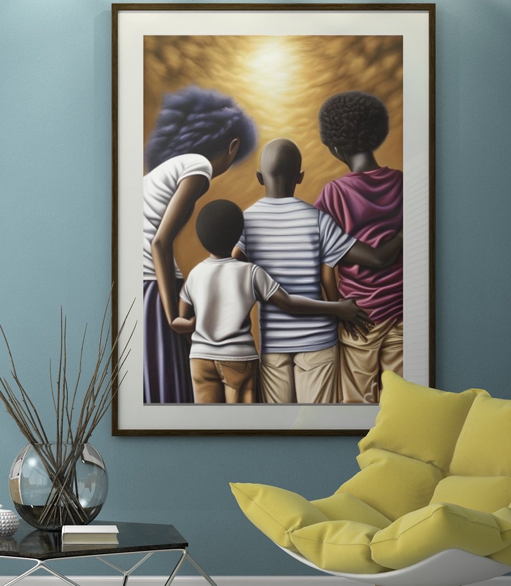 love4theculture.creator-spring.com #wallart #uniquewallart #creativewallart #digitalwallart #colorfulwallart #livingroom #bedroomart #officeart #calmingart #relaxingart #abstractart #blackculture #blackart #blackfamily