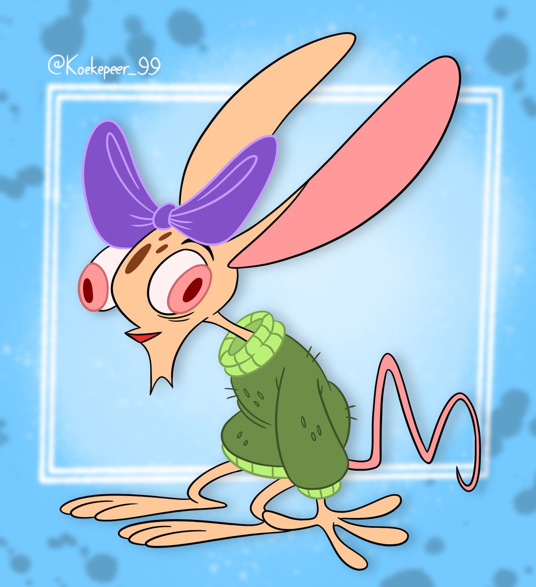 Ren wearing a sweater and headbow
#renandstimpy #nickelodeon #spumco
