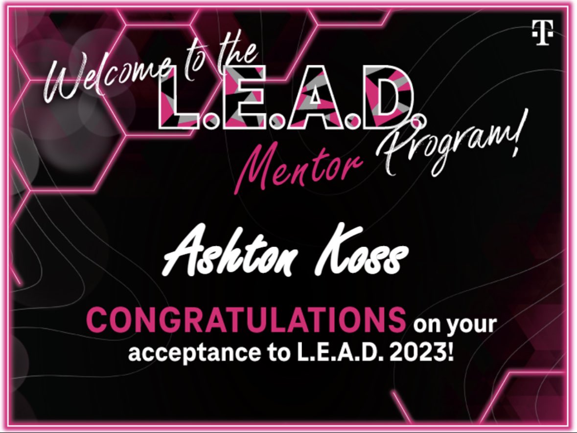 Ernesto (@ernestolpagan) on Twitter photo It is my pleasure to announce that <a href="/ashton_koss/">Ashton Koss</a> has been accepted as part of the L.E.A.D program 2023 and provide Mentorship to someone looking to grow their career with T-Mobile, Congratulations! It is my pleasure to announce that <a href="/ashton_koss/">Ashton Koss</a> has been accepted as part of the L.E.A.D program 2023 and provide Mentorship to someone looking to grow their career with T-Mobile, Congratulations!