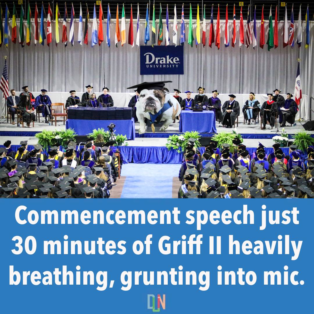 DrakeDuin's tweet photo. Commencement speech just 30 minutes of Griff II heavily breathing, grunting into the mic. https://t.co/6v1L1Qp6Vq