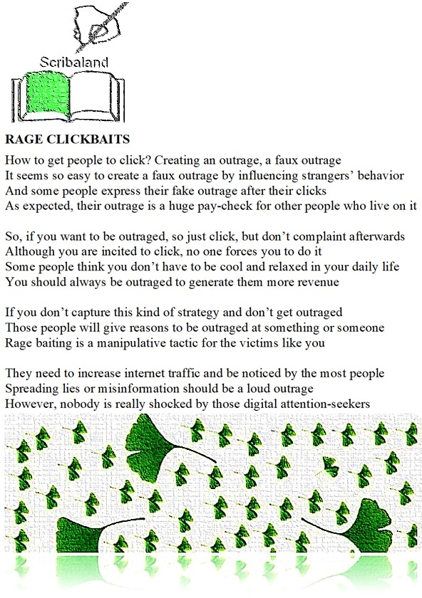 scribaland1's tweet image. #Scribaland1 RAGE CLICKBAITS
Outrage is #clickable!#traducteur #traducteurs #traductrice #traductrices #trait #traits #trend #trends #twitto #twittos #twitter #tumblr #tv #universite #universites #verbe #verbes #verbal #verbale #verbaux #vers #verset #versets #versification #vevo