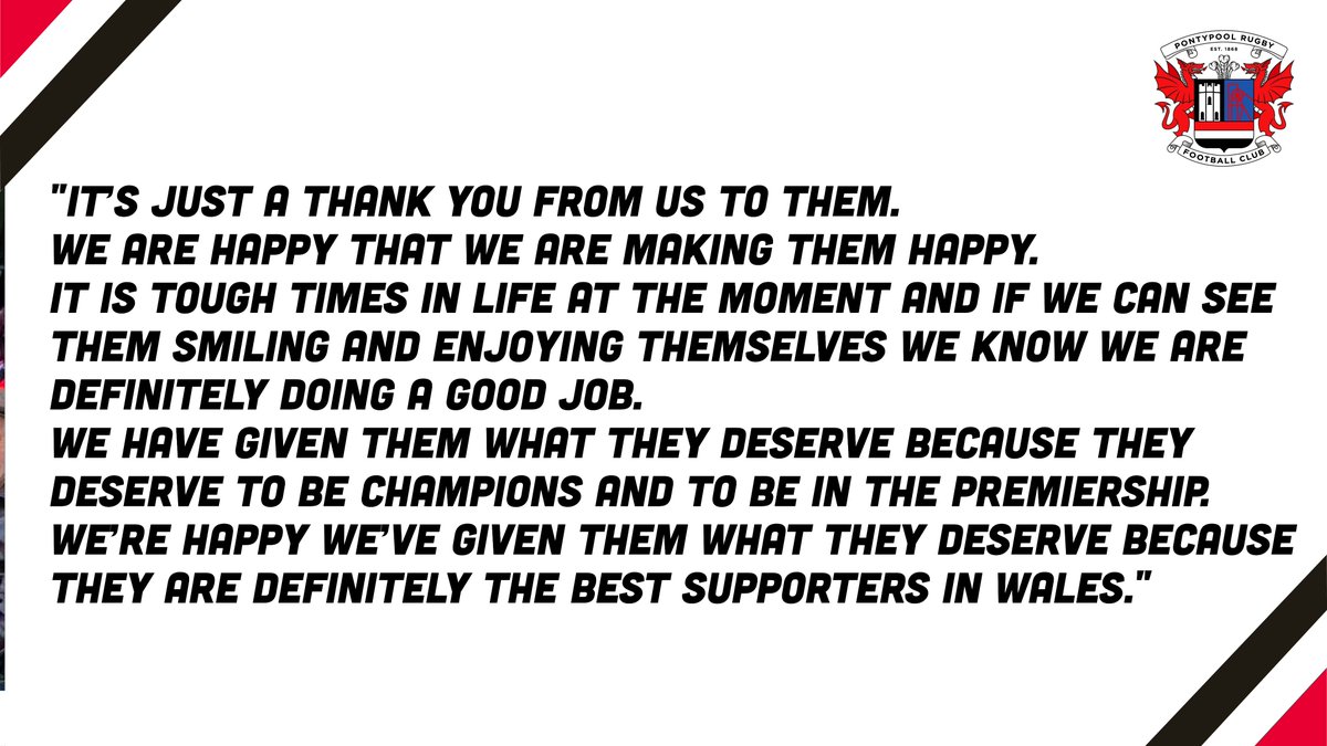 Head coach Leighton Jones had a special message to the supporters after securing the WRU Admiral National Championship title today.

👏 Thank you for such amazing support Pooler Army!

#WeGoAgain