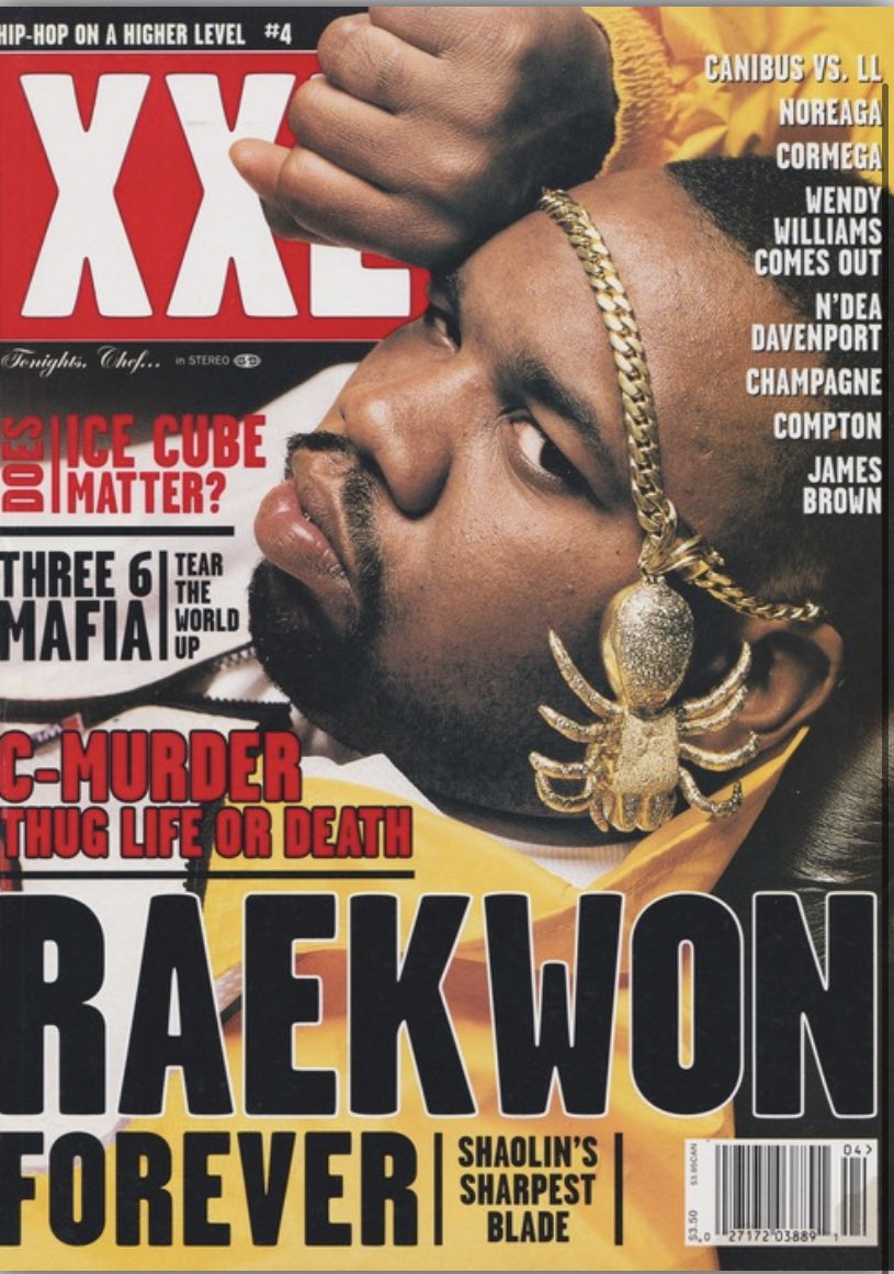 danicaballerou's tweet image. Este portadon de XXL con Raekwon y su famoso medallón de tarántula