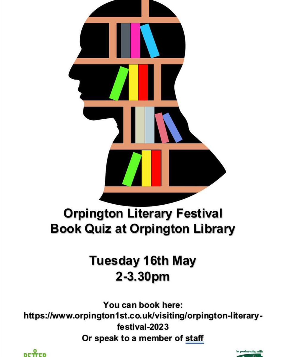 Come to #orpingtonlibrary for our literary book quiz taking place Tues 16/5/24 2-3.30pm. There will be a prize for the winner! Book here: orpington1st.co.uk/visiting/orpin… or ring the library on 01689 831551 #OrpingtonLiteraryFestival @Orpington1st @LBofBromley @Better_UK @LDNLibraries