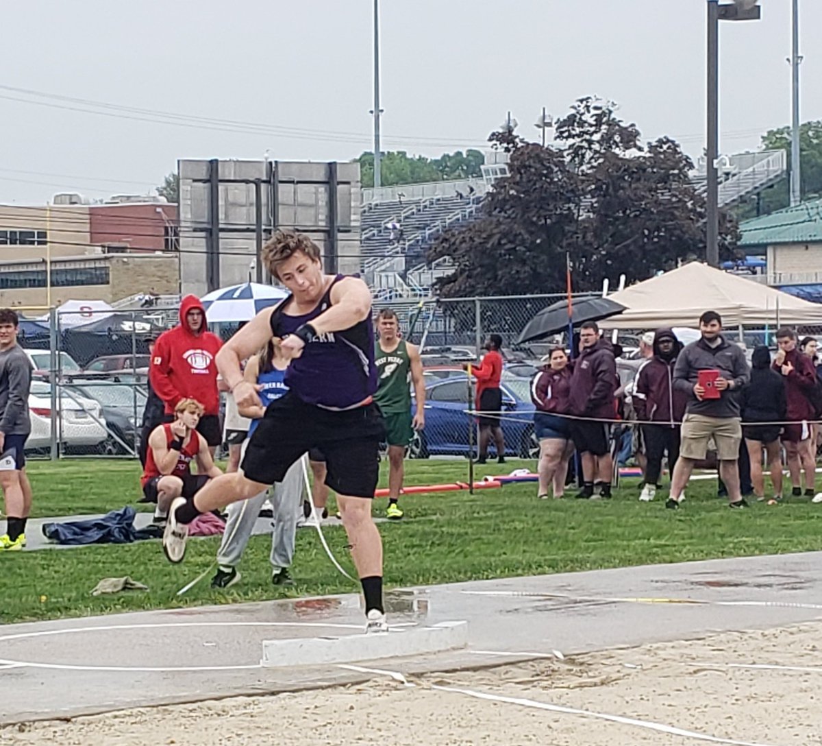 .<a href="/NHSpbears/">Northern Athletics</a>' Spencer Siegel with a strong start to the Mid-Penn boys shot. Opening throw goes 48-8.