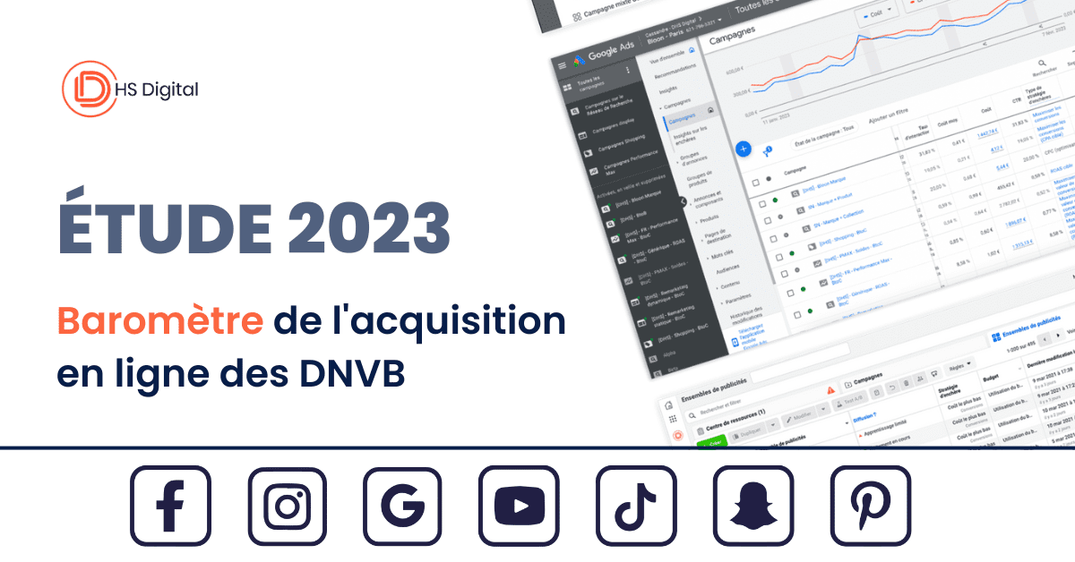 ChanPerco's tweet photo. Le baromètre de l’acquisition en ligne des #DNVB en 2023 – Etude réalisée par DHS Digital.
Les DNVB ont vu leurs coûts d’acquisition augmenter en 2022… Couplé aux enjeux croissants de tracking et RGPD, elles ont dû faire évoluer leur stratégie d’investissement dans la publicité https://t.co/bJH1d8al8y