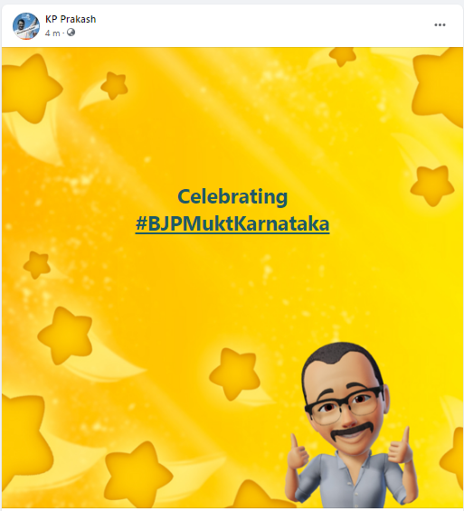 aapbtmblr's tweet photo. Celebrating #BJPMuktKarnataka https://t.co/v6LuAPqw9Y