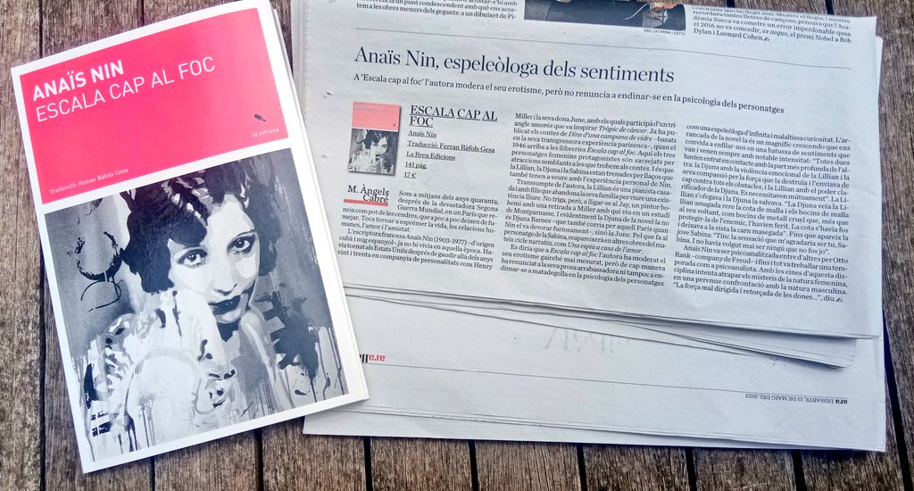LaBreuEdicions's tweet photo. ESCALA CAP AL FOC d'#AnaïsNin a @ARAllegim 🔥
"un magnífic crescendo que ens convida a enfilar-nos en una batussa de sentiments que van i venen sempre amb notable intensitat"
https://t.co/1AOcinovLp
#nin
#escalacapalfoc #narrativeslabreu https://t.co/7zf5PKJa9J