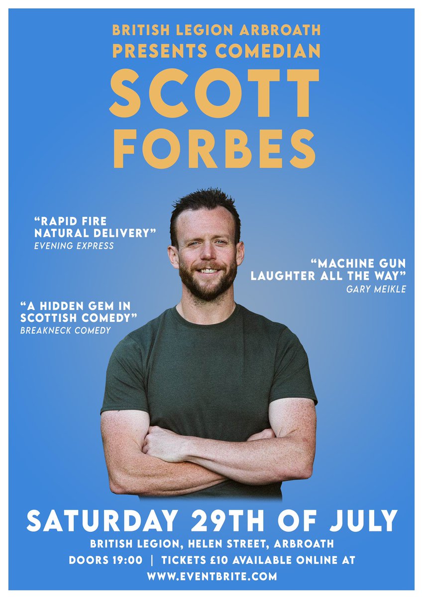 SAFDOG84's tweet image. After a successful sold out night at Lunan House Hotel, I’m taking my solo show to The Royal British Legion Arbroath. Saturday the 29th of July is the night I’ll be in ye olde smokieville talking my usual gibberish!
**LINK FOR TICKETS IN THE COMMENTS**