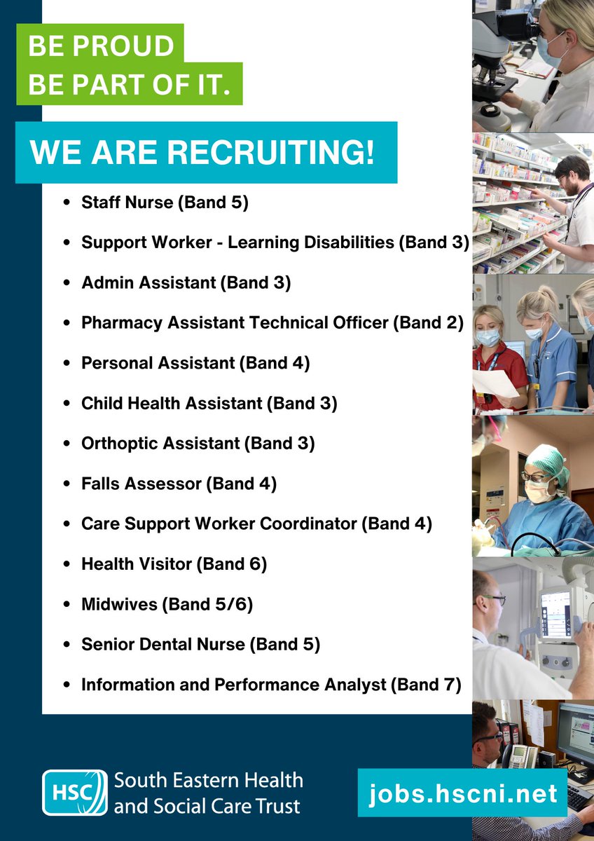 setrust's tweet photo. Check out our top jobs of the week 👇 

For all current vacancies and to apply visit: https://t.co/apBJQhnyP8

For any queries you can contact the recruitment team on 028 9536 2998 or email recruitment.ssc@hscni.net 

#TeamSET #SETLeadership https://t.co/x0CUetyLn9