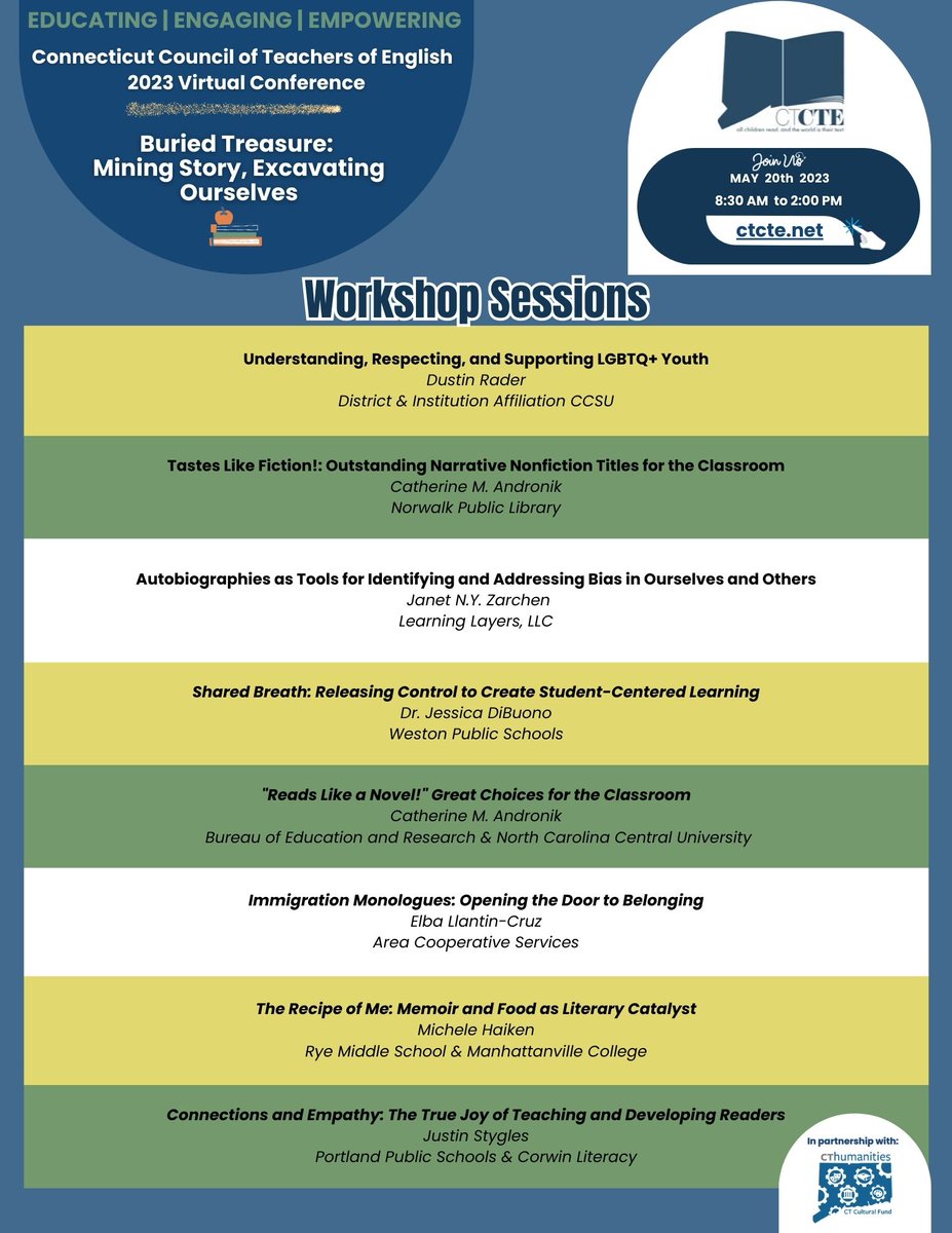 One week.  You've met the speakers. You've read the workshop sessions. Are you ready to say yes? The future is now. The future is you. Join us as we work to build that future. #CTCTE #NCTEaffiliates #CTHumanities

Register at ow.ly/wgFL50Onhag
