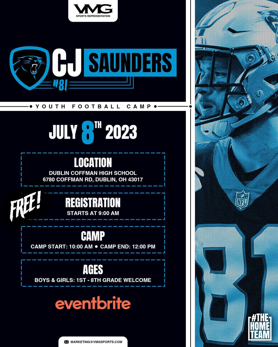 Cj_saunders_'s tweet photo. I'm excited to host my first annual Youth Football Camp this summer. Click the link to sign up.

Can't wait to see you there! 

https://t.co/kpu3o35KUO https://t.co/pbLSKxxOER
