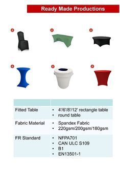 begoodtex's tweet image. IFR stretch spandex and poly ready made products :table cover,chair cover,sofa cover. Meet NFPA 701,B1 FR standard. #flameretardantfabrics #tablecover #chaircover #sofacover #tableskirt #begoodtexflameretardant #begoodtex #ifr #flameretardant #fireretardant #fireproof