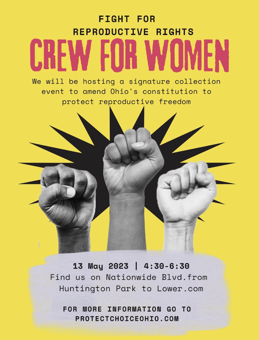 gcgbag96's tweet photo. Hey! YOU!
Going to the match today?
Care about reproductive rights and bodily autonomy?
Look someone in a pink #CrewForWomen shirt and sign the petition! We’ll be posted up along Nationwide Blvd starting at 4:30PM!
#Crew96 @protectchoiceOH https://t.co/39cPkLErXY