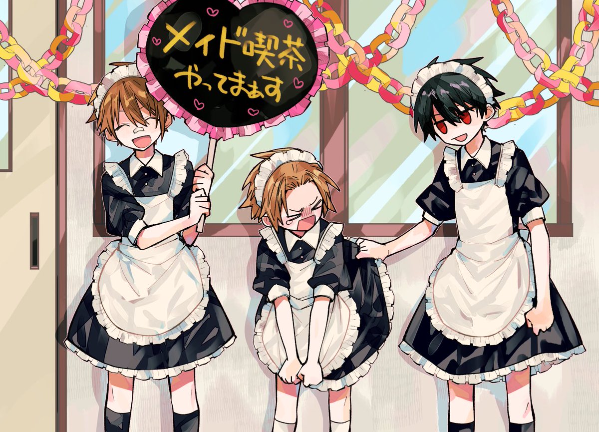 SR_00_SR's tweet photo. 学パロ文化祭メイド喫茶 https://t.co/2tI6VuXbch