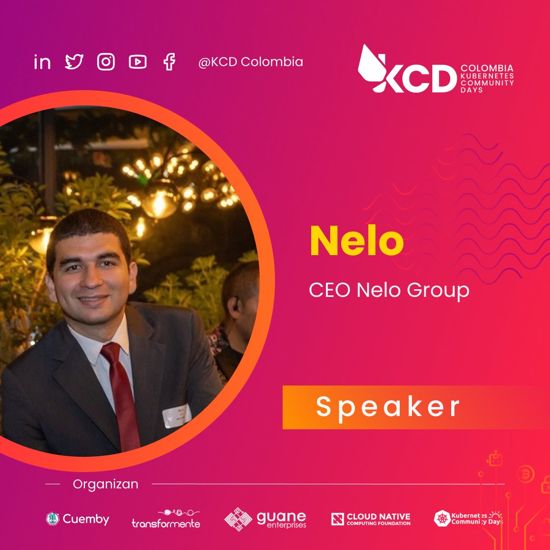KCDColombia's tweet image. ¡Es un placer dar la bienvenida a @nelogroup  como speaker en KCD #Colombia! Estamos emocionados de tener su conocimiento y compartirlo con nuestra comunidad. Compra tu boleta y conecta en persona en, link en la bio. 
#KubernetesCommunityDays #CloudComputing #Tecnología