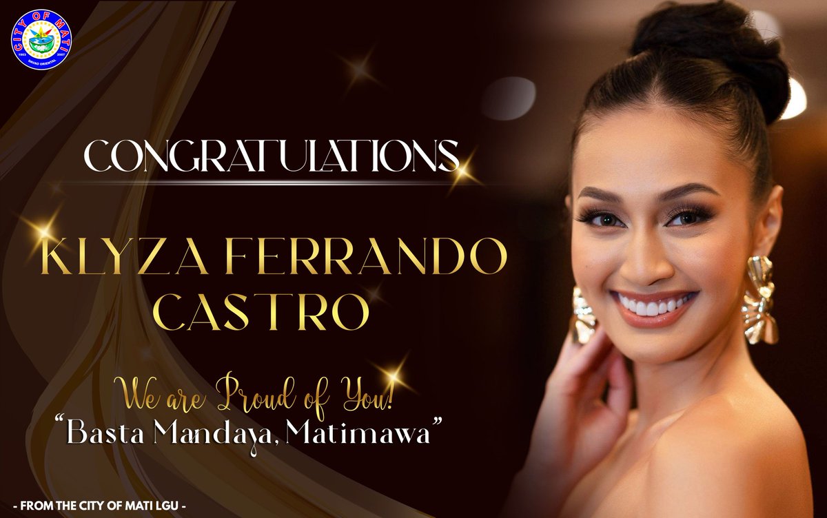 maticitylgu's tweet photo. Congratulations, Klyza Ferrando Castro! 

We are so proud of you for making it to the Top 10 and for representing Mati City, Davao Oriental in the Miss Universe Philippines stage.

#MissUniversePhilippines2023 
#DavaoOriental https://t.co/bM57xdIeKv