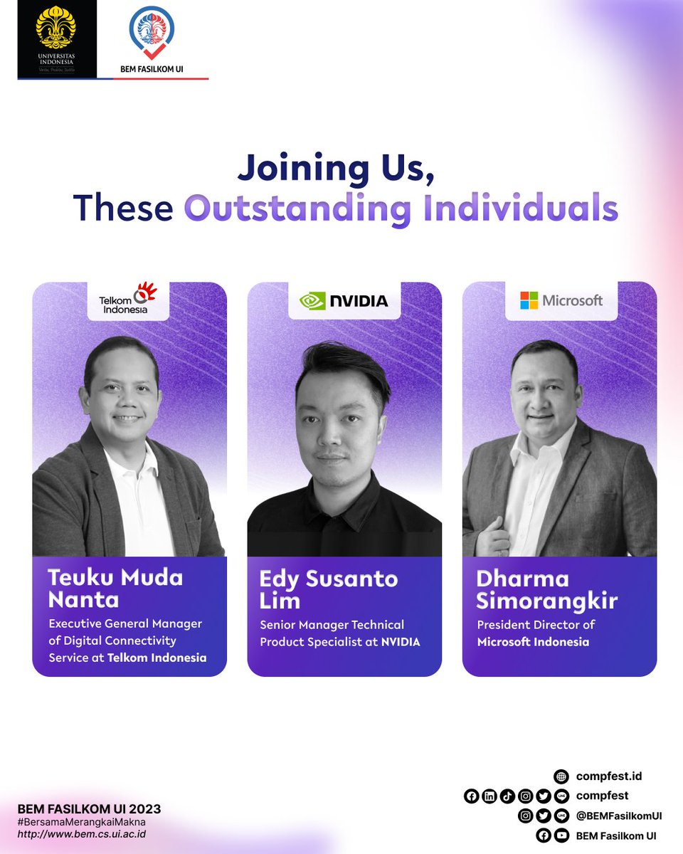 COMPFEST's tweet photo. Daftarkan dirimu secara GRATIS untuk Grand Launching COMPFEST melalui:
https://t.co/Ur6bLk8Twu
https://t.co/Ur6bLk8Twu
https://t.co/Ur6bLk8Twu
Come to our Keynote Speech and get the most out of it!
@COMPFEST
https://t.co/Ur6bLk8Twu
#EvolveForTomorrow
#COMPFEST15 https://t.co/vPqvbAEkd5