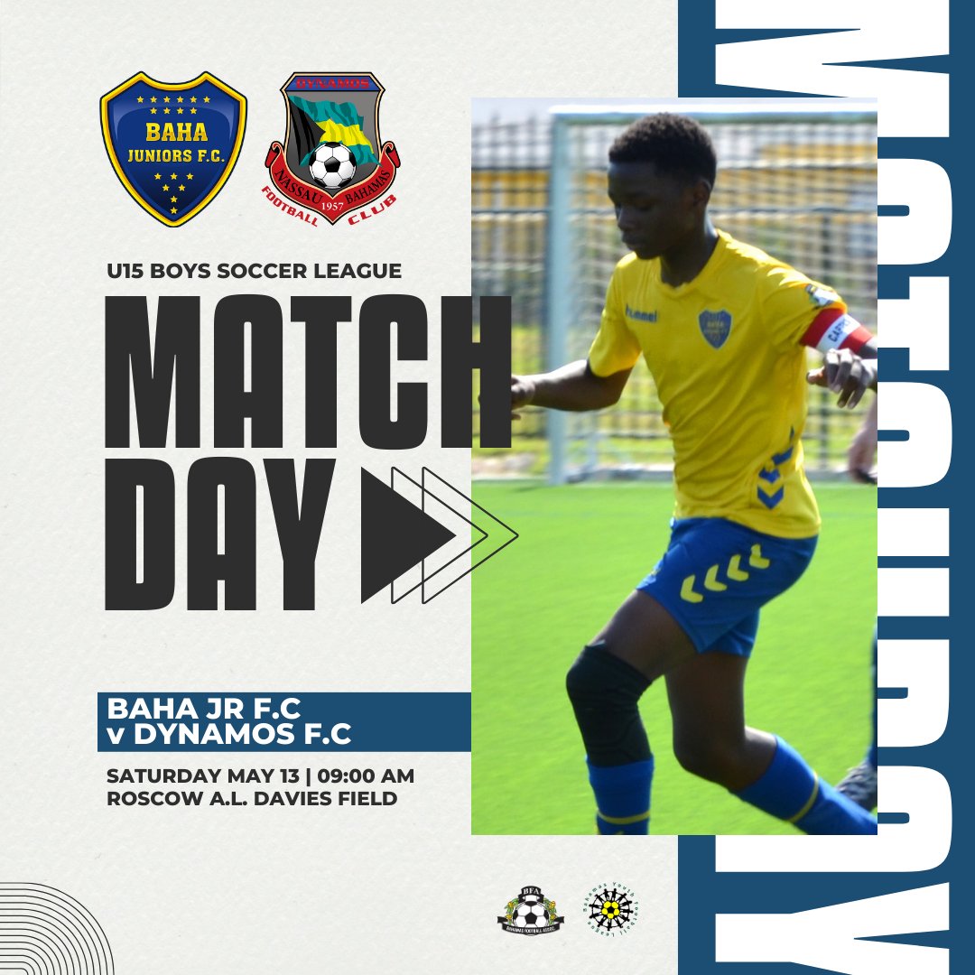 BahamasFootbal1's tweet image. 🚨 Match Day Alert: BFA U15 Boys League ⚽️ Baha Jr U15 vs Dynamos FC U15 🔥 Get ready for an exciting showdown as these young talents face off on the field!

#U15BoysLeague #BahaJr #DynamosFC