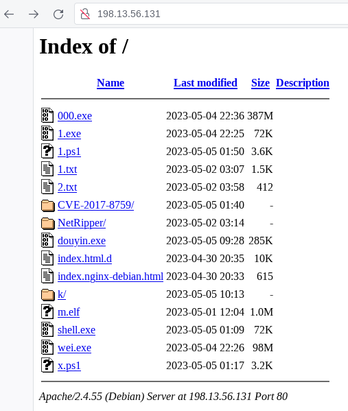 ULTRAFRAUD's tweet image. Interesting #opendir at /198.13.56[.131 @Vultr 🇯🇵
Windows and Linux #Meterpreter reverse shells are there 💀