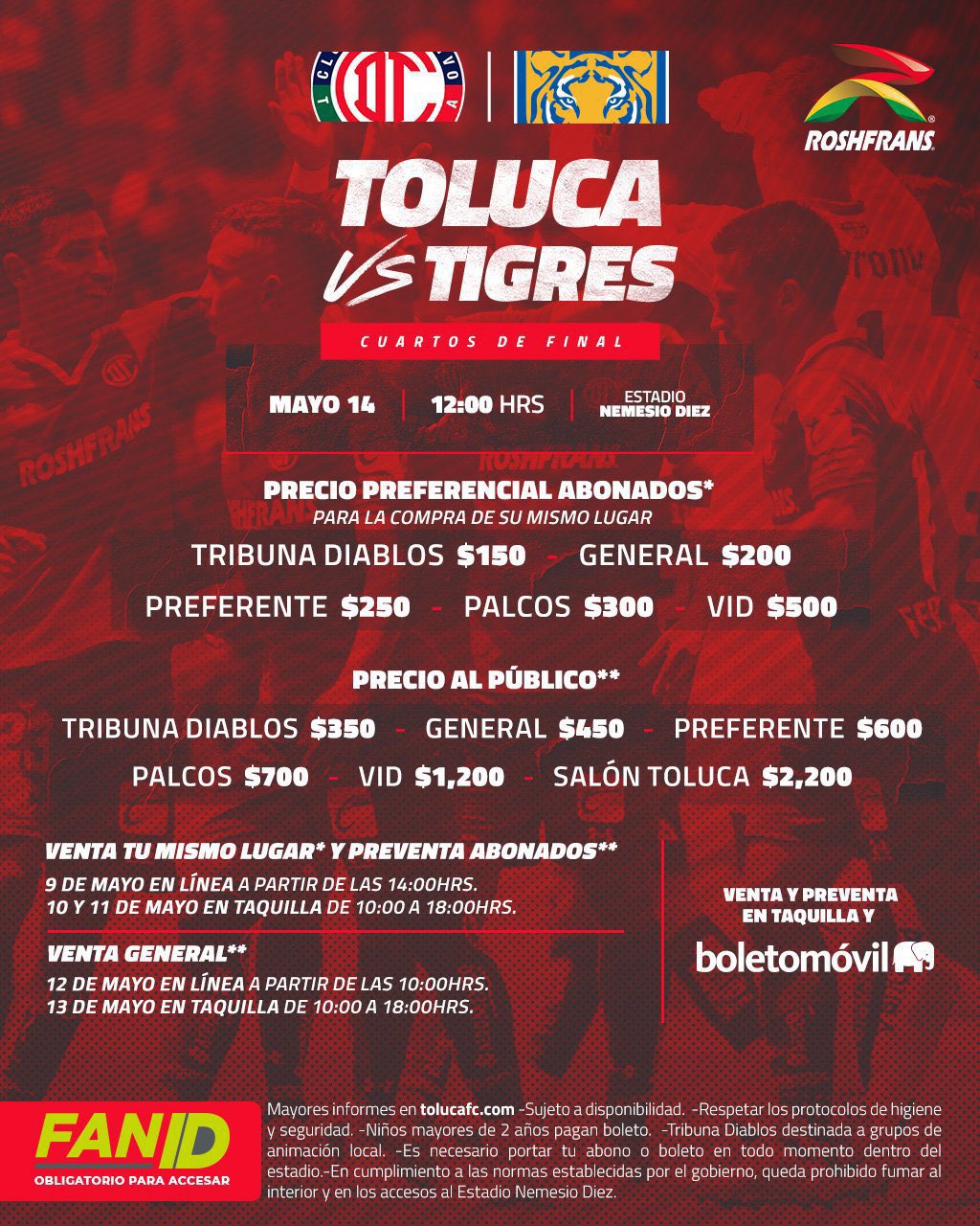Liga MX Buena venta de boletos para el Toluca vs. Tigres