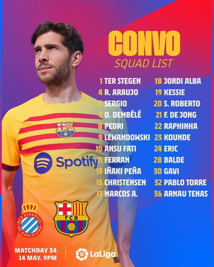 🚨 The squad for #EspanyolBarça!