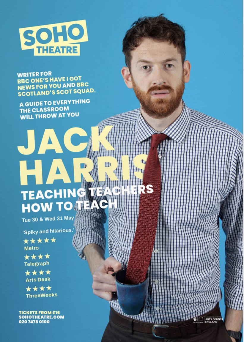 Just over two weeks until I’m at Soho Theatre to do my show Teaching Teachers How To Teach! 

Get yourself along! 🎟️ —> sohotheatre.com/shows/jack-har…