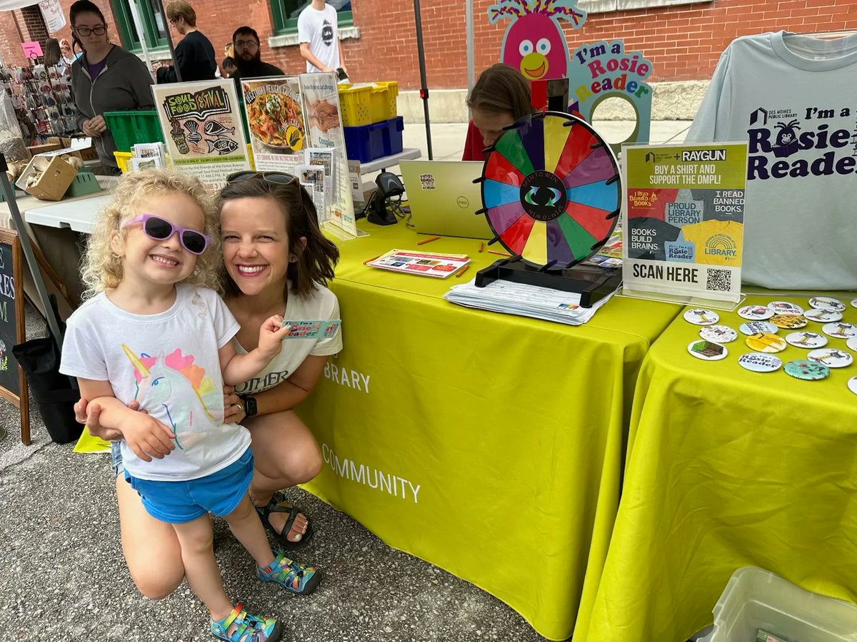 dmpl's tweet photo. Little Ada signed up for her first DMPL library card today at the Downtown Des Moines Farmers Market. Anyone over the age of five can sign up for their very own library card in person or online. https://t.co/RD0pfZIHWY https://t.co/7J0BoDY7Q9