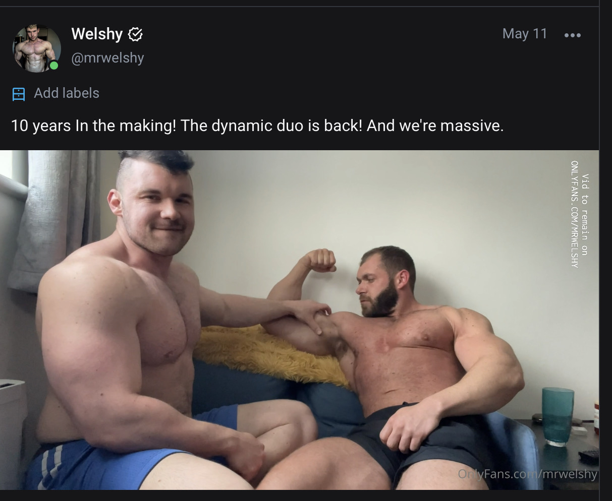 Muscle master Mrwelshy 🏴󠁧󠁢󠁷󠁬󠁳󠁿 🏳️‍🌈 on X: The into to the  beginning of a lot of videos together (he likes my glutes too)  t.coQcMQKmSy7X t.coCDMHJZEQOS  X