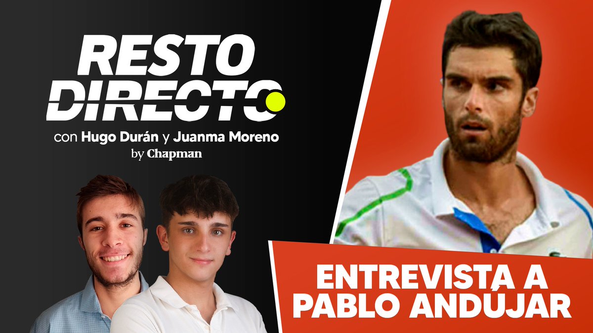RestoDirecto's tweet photo. 🎾 ¡ENTREVISTA A PABLO ANDÚJAR! 🆕
Charlamos con @AndujarPablo 

Ya podéis ver y escuchar la entrevista con el tenista español. Su carrera, sus experiencias, sus planes de futuro y mucho más.

¡Gracias por pasarte, Pablo!

📽️ https://t.co/NEUUYO9BfX
🎧 https://t.co/czxznqYxnS https://t.co/YYVYojOJad