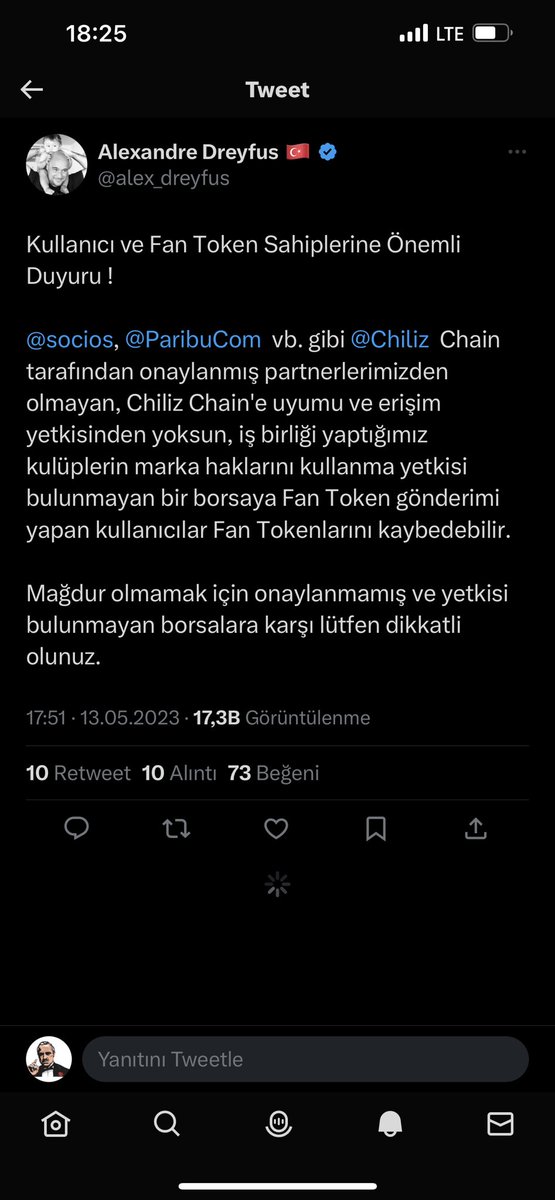 GodfatherGems's tweet photo. Bu bitci borsası cidden akıllanmaz .Bitçi ye chz fan tokenlarını göndermeyin arkadaşlar.Kaybolabilir #chz #bitci https://t.co/u314gah7lP