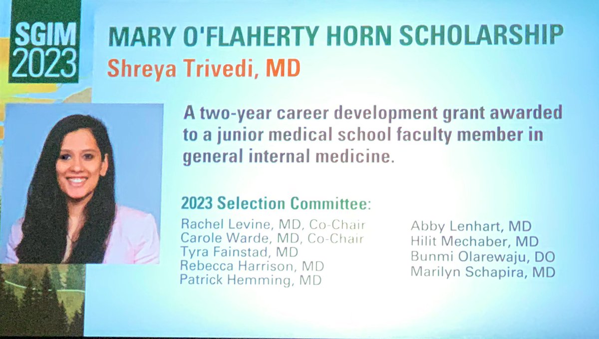 So Proud to know Shreya Trivedi #SGIM2023 winner of the coveted Horn Scholarship (and my mentee)