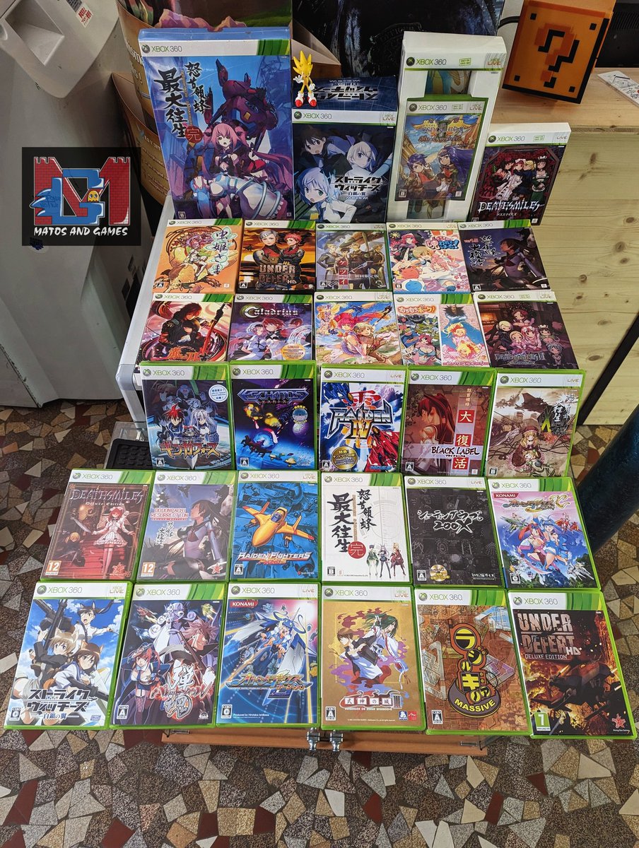 MatosandGames's tweet photo. Pour ce dernier matos de la semaine vous allez voir des boulettes dans tous les sens avec tout ces Shmup de la Xbox 360 🤩
#retrogaming #xbox360 #microsoft #shmup #deathsmiles #caladrius #dodonpachi #mushimushipork #bulletsoul #akaikatana #matosandgames https://t.co/hlpx5lHJYA