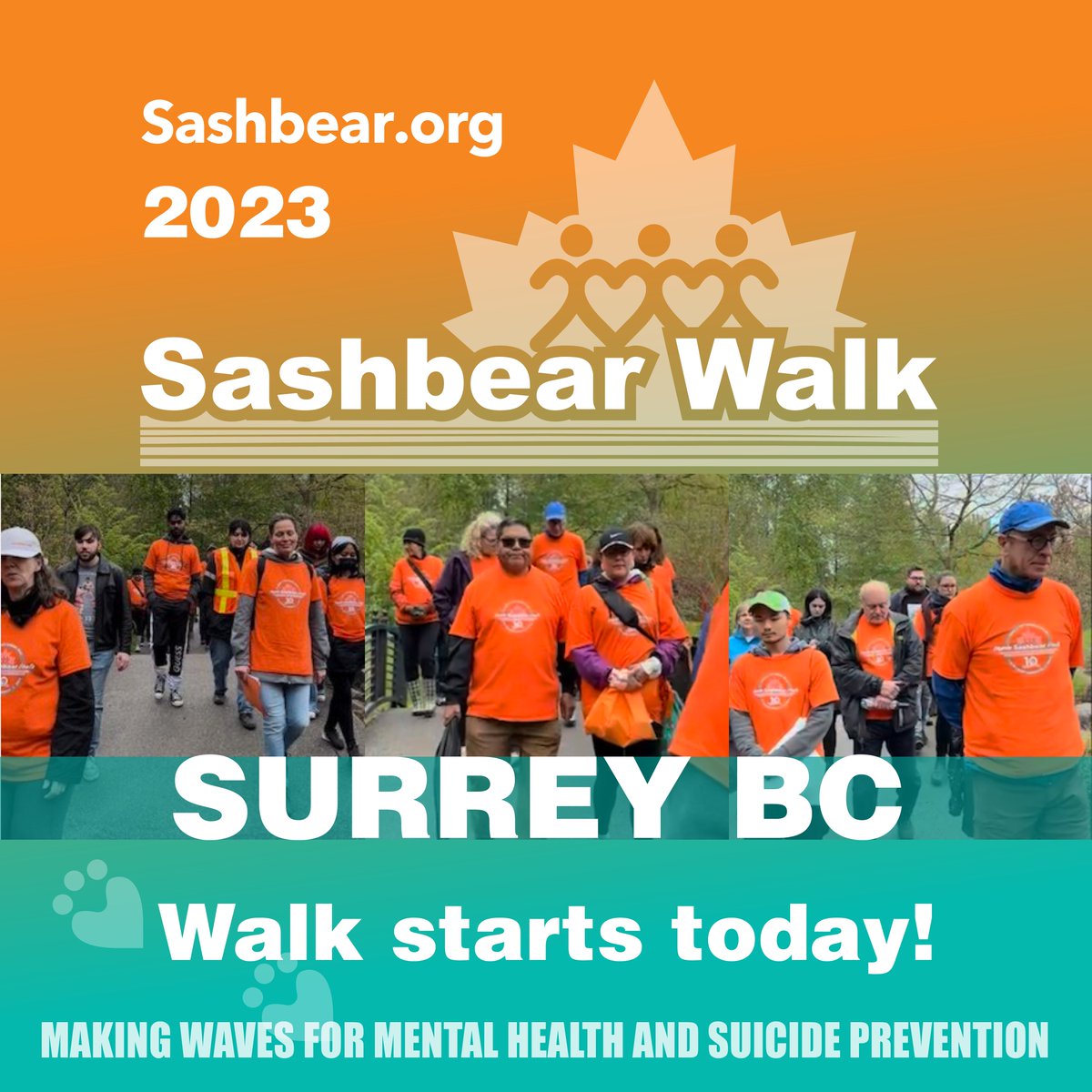 SashbearOrg's tweet photo. #OnYourMarkGetSetGo SURREY! The #SashbearWalk starts soon!
Wear your orange and make waves for #mentalhealth and #SuicidePrevention
REGISTER NOW https://t.co/SjJ7TGrXlT
@CTVVancouver @CityNewsVAN @WestcoastBCLife @SurreyNowLeader
@DailyHiveVan @GlobalBC @CBCVancouver https://t.co/2cIgOilNny