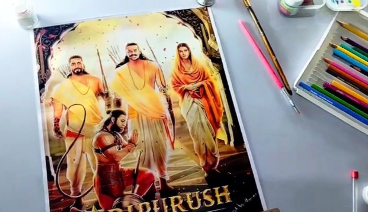 What a beautiful art 🎨👏 
An Art by #Harsh (Youtuber : Harsh Modern arts) 
#Prabhas #KritiSanon #SunnySingh #DevdattaNage
#JaiShriRam #JaiSiyaRam #JaiHanuman #Adipurush