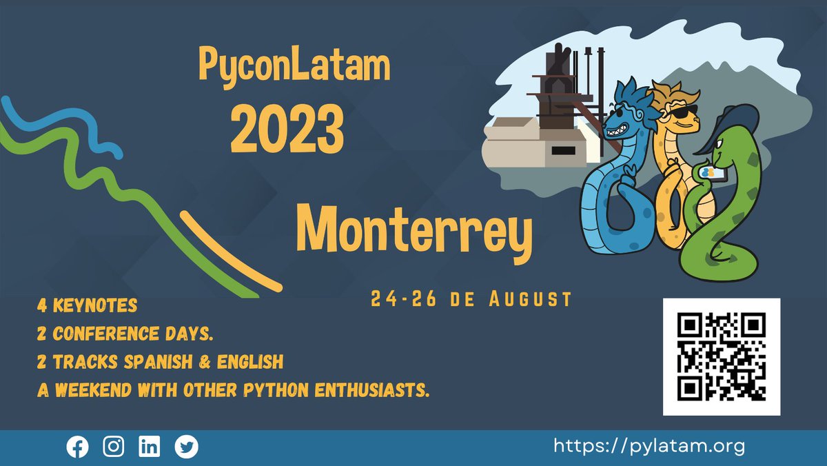 dennyperez18's tweet image. 📢Hola Comunidad de desarolladores de Python🐍

¡Únete a la conferencia #PyConLatam2023!😊

CFP:👇
papercall.io/pyconlatam23

Patrocinios:👇
pylatam.org/patrocinios/in…

🇦🇷P
🇧🇴Y
🇧🇷C
🇨🇱O
🇨🇴N
🇨🇷
🇨🇺L
🇪🇨A
🇸🇻T
🇬🇹I
🇭🇹N
🇭🇳O
🇲🇽A
🇳🇮M
🇵🇦E
🇵🇾R
🇵🇪I
🇩🇴C
🇺🇾A
🇻🇪
 
Detalles:👉🏼pylatam.org