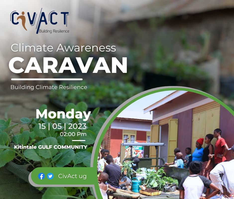 Climate change is here! We must adapt!
Join us 4 a community awareness caravan in Kitintale &amp; get inspired 2 take climate action.
Let's build resilient communities!