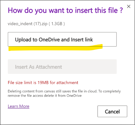 NEW! The ability to upload an attachment > 19 MB (cloud attachments) is now rolled out to #OneNote for web 🎉 This has been a top EDU request for the past few years, now globally available 🌍🌎🌏

#edtech #MIEExpert