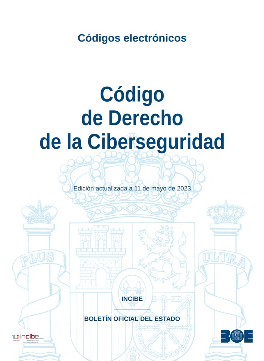 es_ncl's tweet image. ℹ️ El Código de Derecho de la #Ciberseguridad ha sido actualizado el 11-05-23, por modificaciones en:
☑️Ley 34/2002, de los servicios de la sociedad...
☑️Ley 6/2000, de los servicios electrónicos...
☑️L.O. 3/2018, de Protección de Datos Personales...
boe.es/biblioteca_jur…