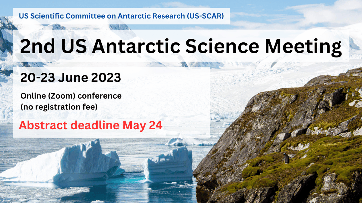❄️👀Reminder - 2nd US Antarctic Science Meeting (no registration fee) 
🚨📷Abstract deadline May 24!
➡️ usscar.org/2023-us-antarc…