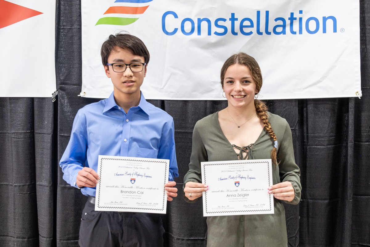DVSFairs's tweet photo. Congrats to the American Society of Highway Engineers - Delaware Valley Section Award winners!

Pictured representing the ASHE Award are Brandon Cai and Anna Zeigler. Outstanding performance!

#DVSF #DVSFairs #DVSF2023 https://t.co/kn5C7SZeDE