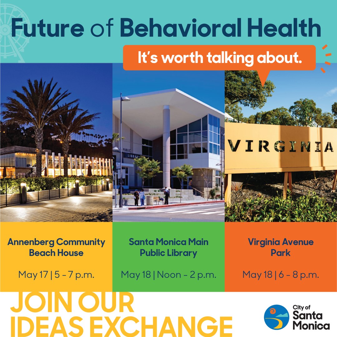 Shape the Future of Behavioral Health in Santa Monica! Mark your calendars: May 17 and 18 for thought-provoking Ideas Exchange events. Let's rally together, ignite conversations, and pave a brighter path ahead. RSVP at ow.ly/XIXS50OlI23