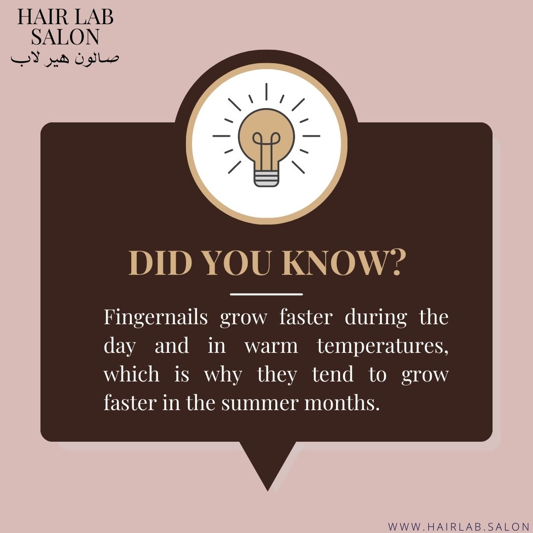 hairlab_salon's tweet image. عندما تكون أصابع اليدين والقدمين أكثر برودة (خلال فصل الشتاء) ، يتدفق دم أقل إلى تلك المناطق، بسبب انقباض الأوعية الدموية، ومعدلات نمو الظفر تصبح بطيئة للغاية، في فصل الصيف ، عندما يكون الجسم دافئًا، ترتفع معدلات النمو مرة أخرى. 

#nailtip #nailtips #nailfacts #nailcare
