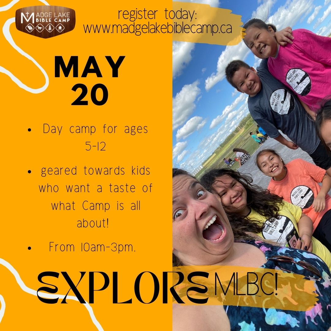 MLBCsk's tweet photo. Come explore Madge Lake Bible Camp on May 20th, for ages 5-12! Register at https://t.co/0FeMIq3Xgn!
#mlbc2023 #whereyouwanttobe #daycamp #exploremadgelake #sask #sk #saskatchewan #mb #manitoba #exploremb #exploresk #saskliving #prairie #beautifuldestination #familydestination https://t.co/OcwAxhRtea