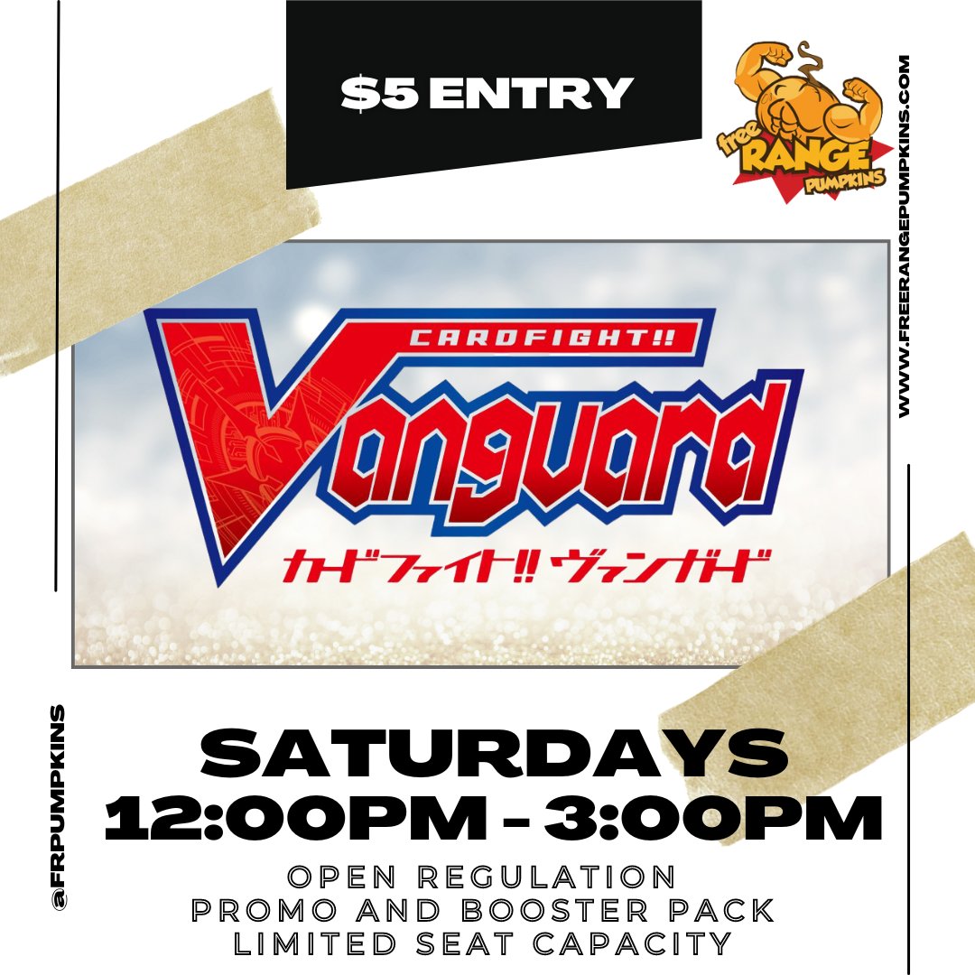 frpumpkins's tweet photo. #Cardfight!! Vanguard today!
Saturdays from 12:00pm - 3:00pm. Open regulation, and only a $5 entry! With your entry is a booster pack and promo pack.
Come play with us!

#cardfightvanguard # https://t.co/PES7TH4WbQ