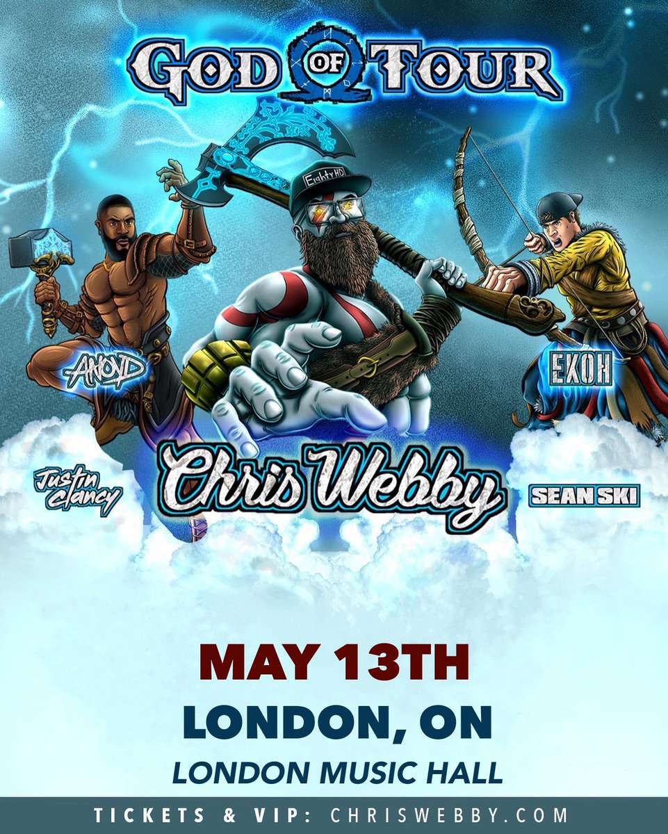 Going down like London bridges.

🎤: @ChrisWebby | @LivinANoyd | @ekohmusic | @Justin_Clancy
📅: TONIGHT
⏰: 8PM
📍: @londonmusichall
🎟️: chriswebby.com/tour

#GodOfTour