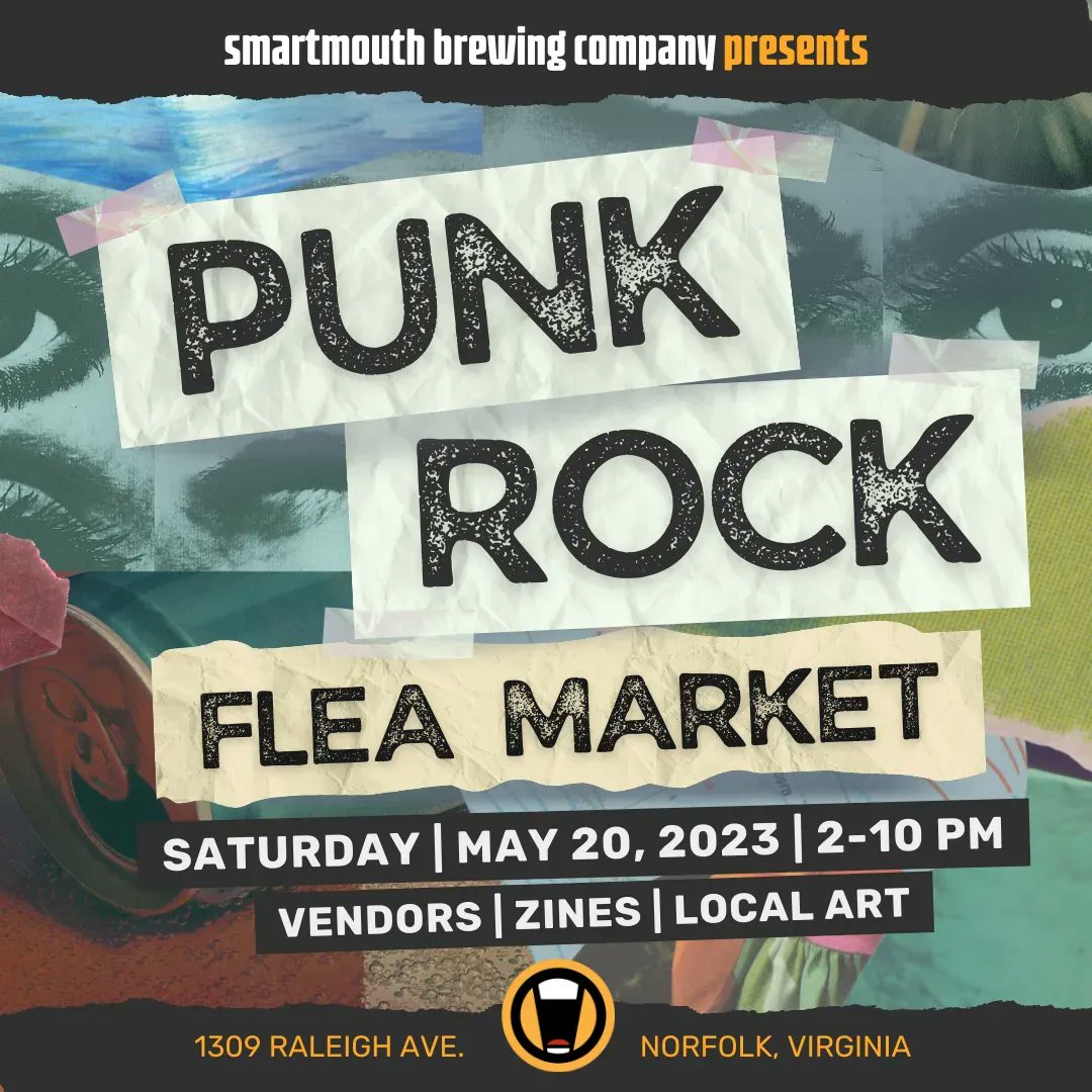 smartmouthbeer's tweet photo. NEXT WEEKEND 5/20, Punk Rock Flea Market is BACK 🙌

This all day street party features tasty local eats, great rock ‘n roll music, as well as a variety of local makers, vintage sellers, zinesters, artists, and more!

MORE INFO: https://t.co/IrHVATsARs https://t.co/tiSNkvb9QM