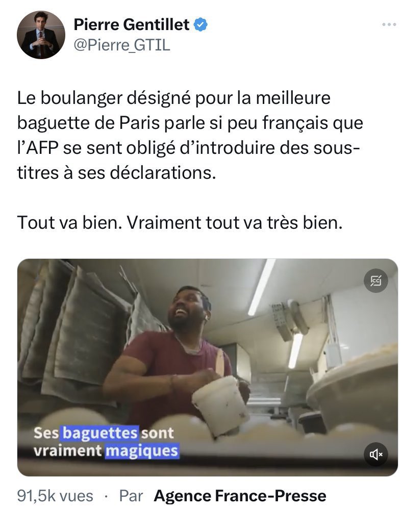 Le mec est tellement raciste qu’il a pas capté qu’un concours « de la meilleure baguette de paris » c’est pas un concours de blancheur de peau ni d’élocution française en fait.

ce qui compte c’est… ben faire la meilleure baguette de paris.