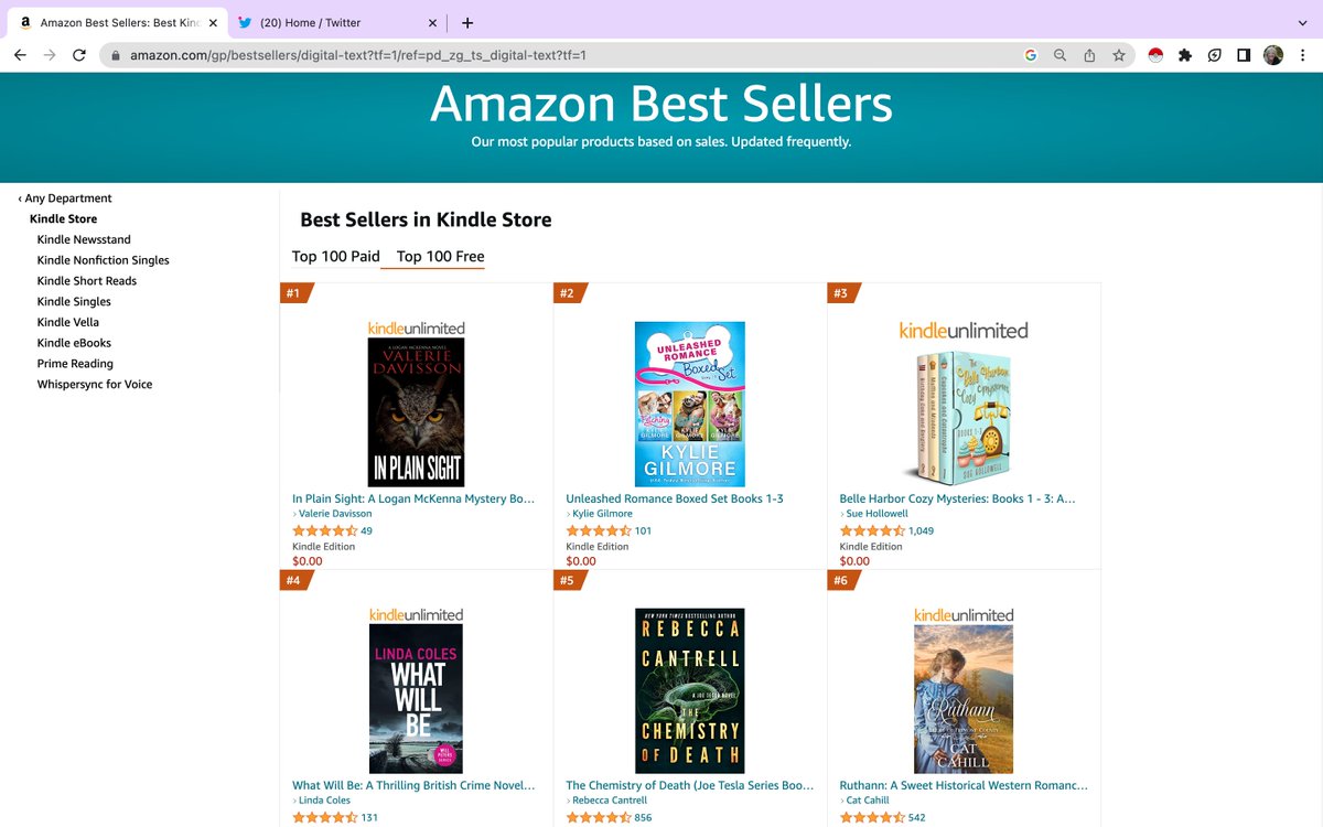 ValerieDavisson's tweet photo. 2nd Day in a row! #1 Amazon Best Seller in Free Kindle store!! ThankYou BookBub! https://t.co/0l1WwdAfv5
